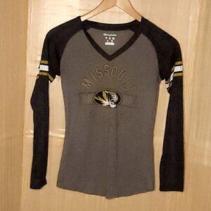 Champion University Of Missouri Womens Grey Long Sleeve Faded Look Logo Top...